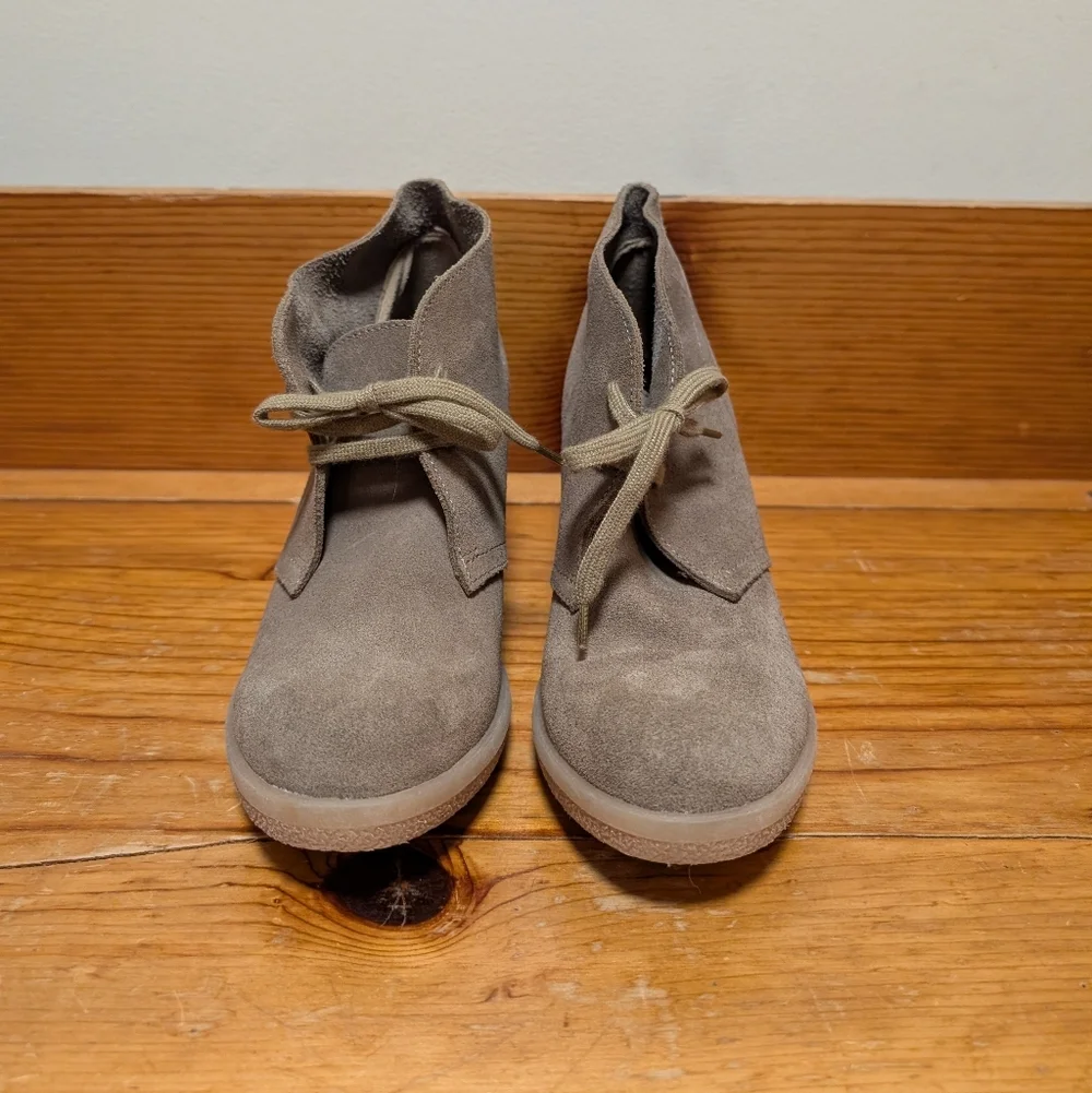 J.Crew Suede Wedge Chukka Booties Taupe Size 7 Women